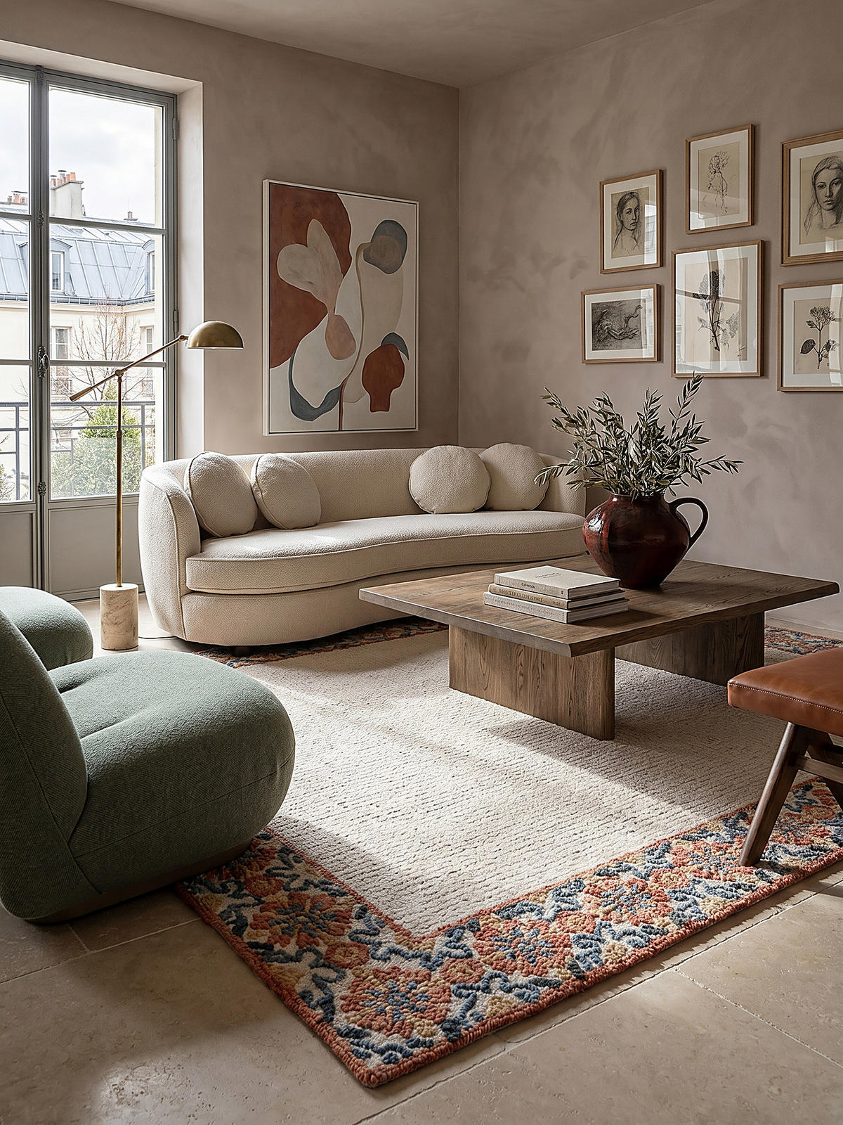 WOLLTEPPICH BROK, mit Bordüre, Rot, 160 x 230 cm - Beige, Textil (160/230cm) - KADIMA DESIGN