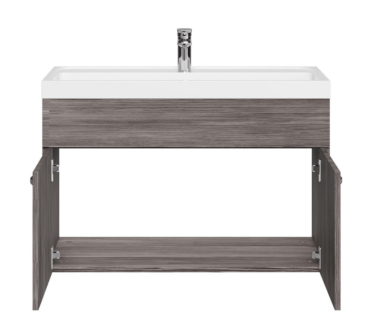 BADMÖBEL-SET Paso 2 Teile Grau Eiche - 80 x 35 x 55 cm - Eichefarben/Grau, Holz (80/55/40cm) - Badplaats