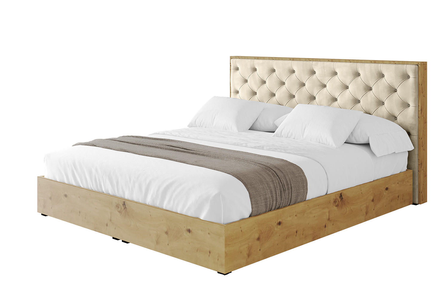 POLSTERBETT mit Bettkasten und Lattenrost, Boxbett ohne Matratze - ENZO3 200x200 Beige - Ecru, Holzwerkstoff/Textil (200/200cm) - ALTDECOR