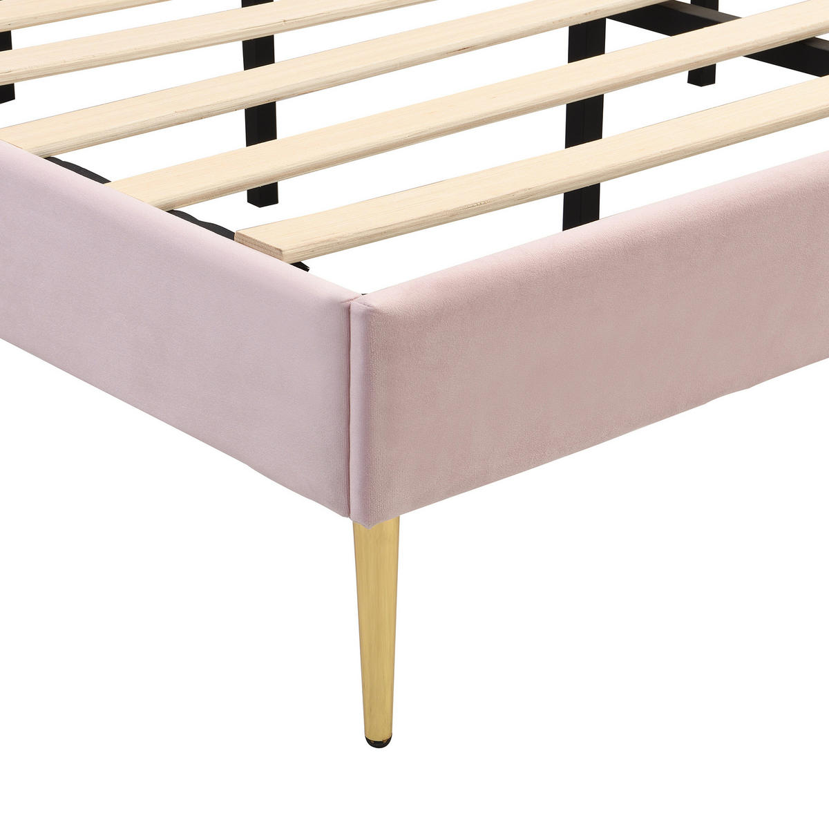 POLSTERBETT 140/190 cm Rosa aus Velours mit höhenverstellbarem Kopfteil - Pink, Textil (140/190cm) - OKMYHOME