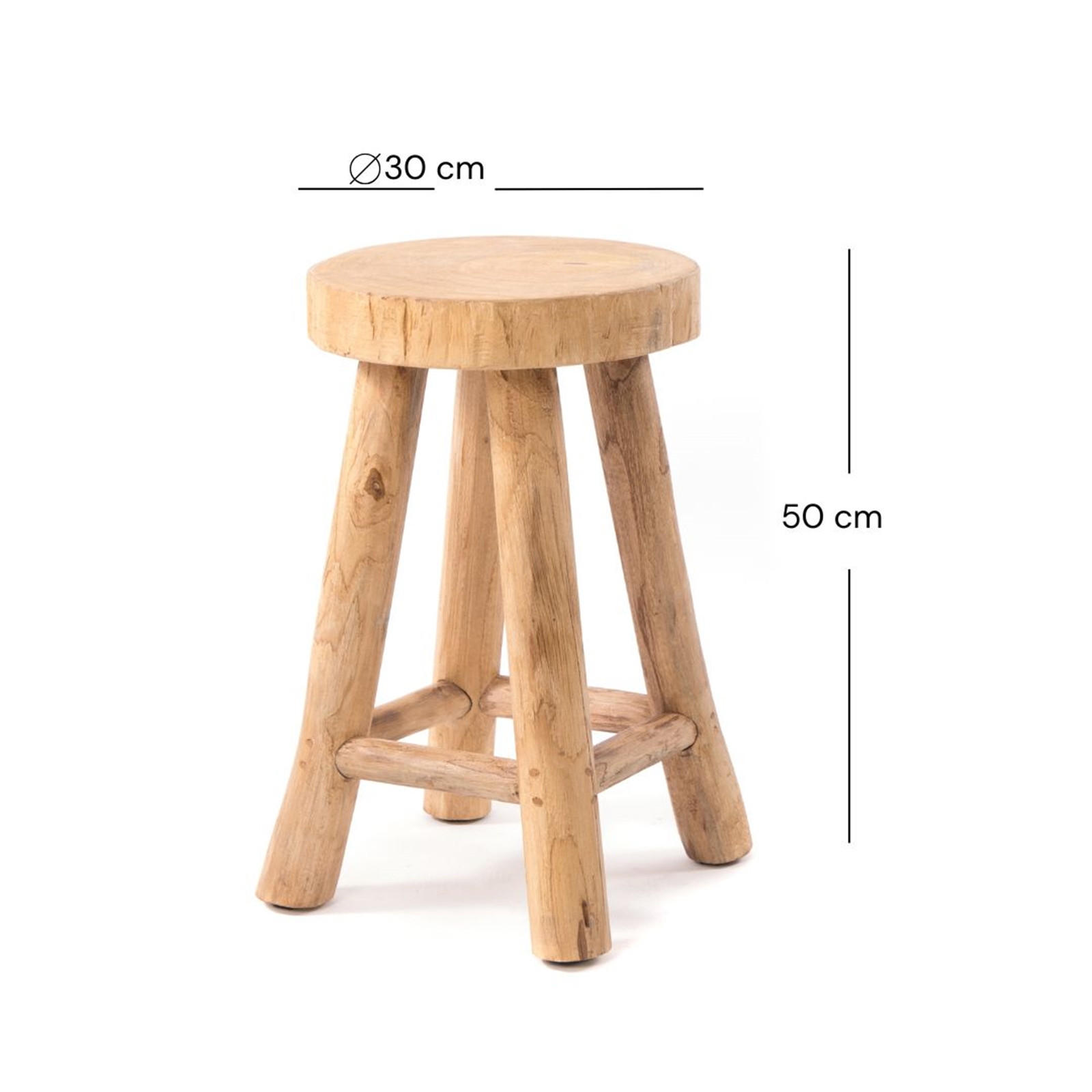 HOCKER Pinto Teakholz naturfarben - Naturfarben, Holz (30/50/30cm) - DESIGN DELIGHTS