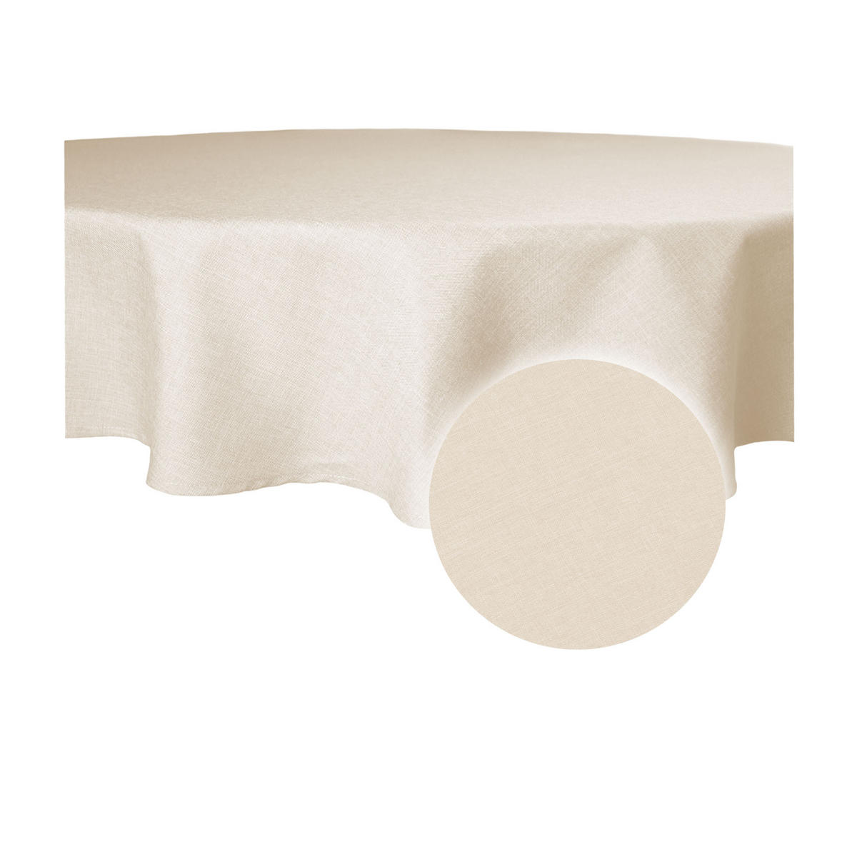TISCHDECKE Leinenoptik 140 cm rund Ecru - Ecru, Textil (140cm) - TiborTex