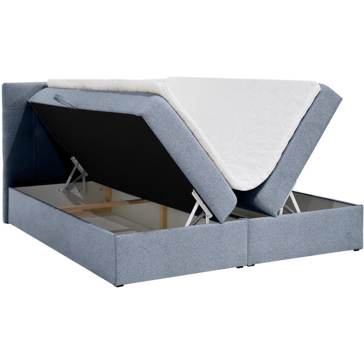 POLSTERBETT Topiq I 184/203/103 hellblau, Bouclé-Stoff - Hellblau, Holzwerkstoff (180/200cm) - Beautysofa