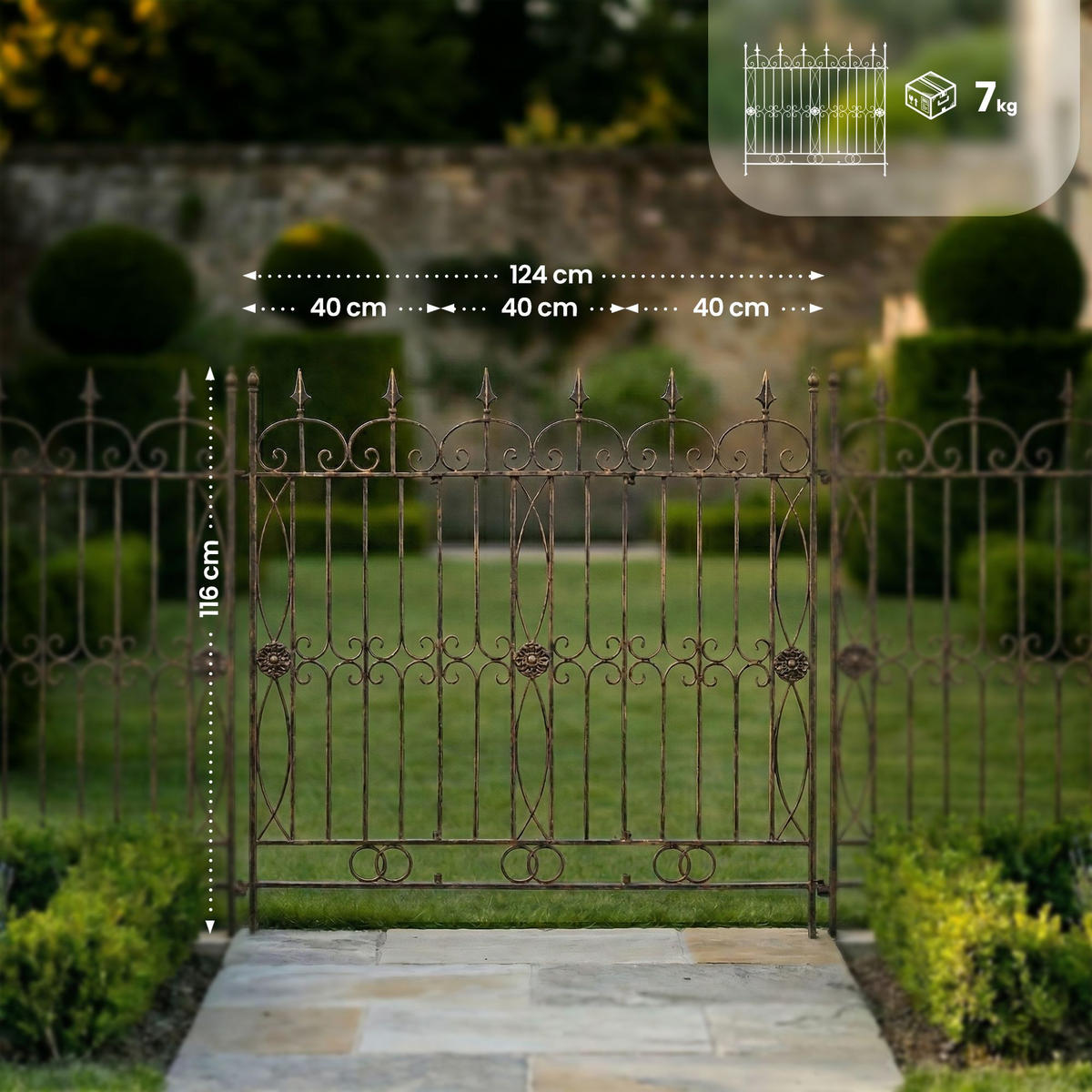 GARTENZAUN Metall Bronze - Bronzefarben, Metall (124/116cm) - CLP
