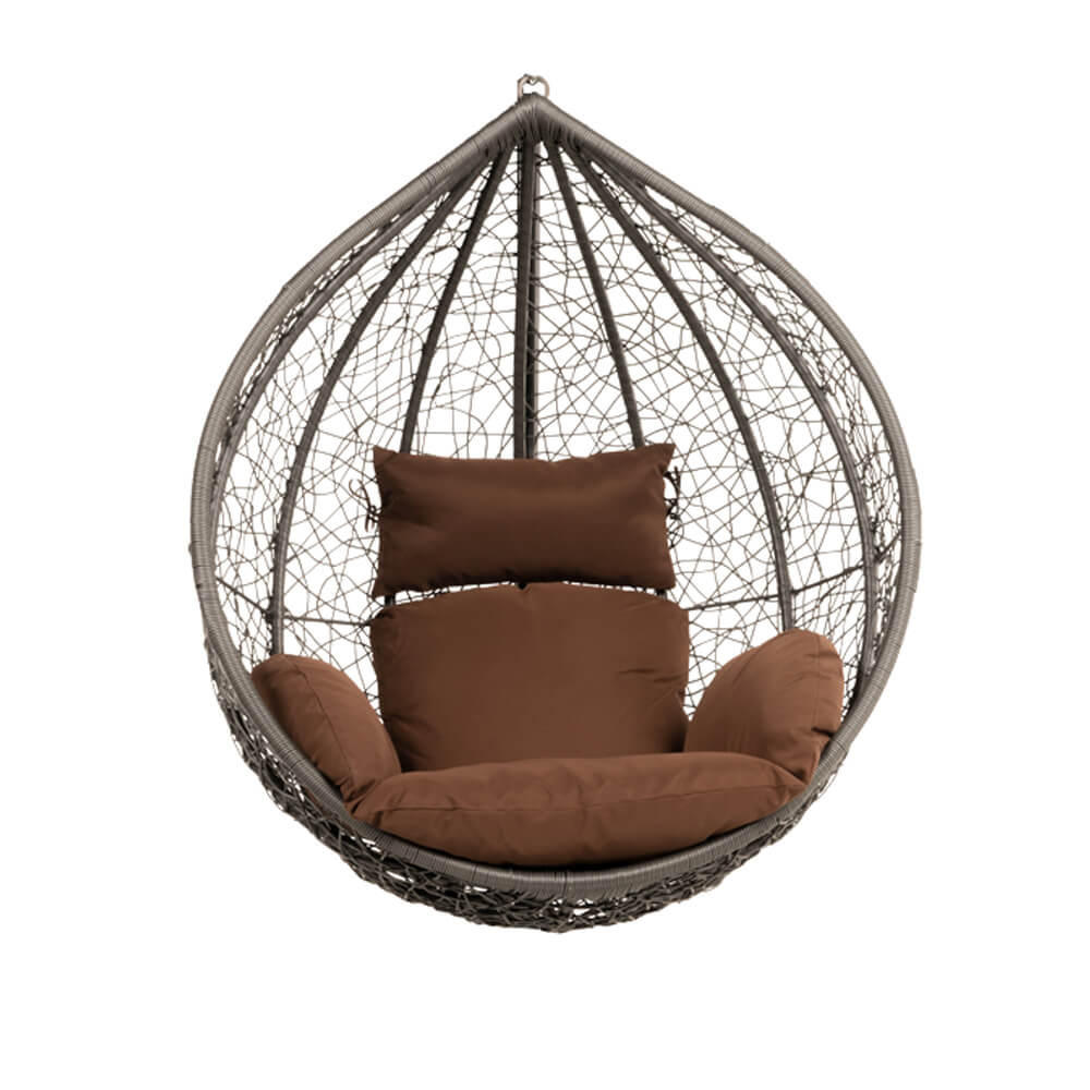 HÄNGESESSEL CIELO - Braun, Korb + Kissen - Grau, Kunststoff (100/123/80cm) - Home Deluxe