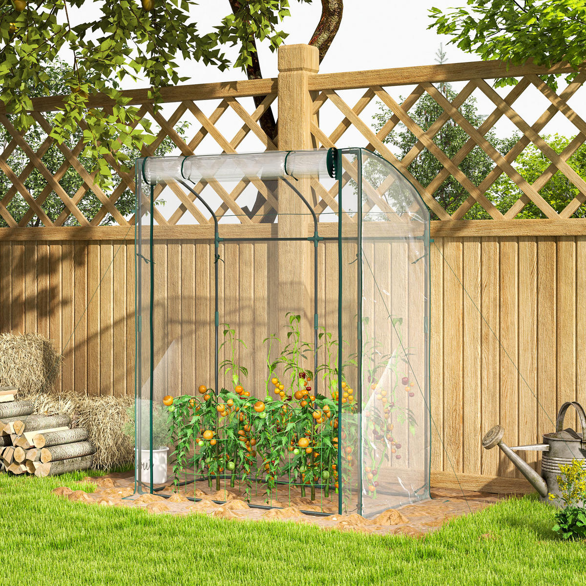 GEWÄCHSHAUS DE-05776 Gebogendach, winterfest, mit Tür Transparent - Transparent, Kunststoff/Metall (70/170/128cm) - ComfortXL