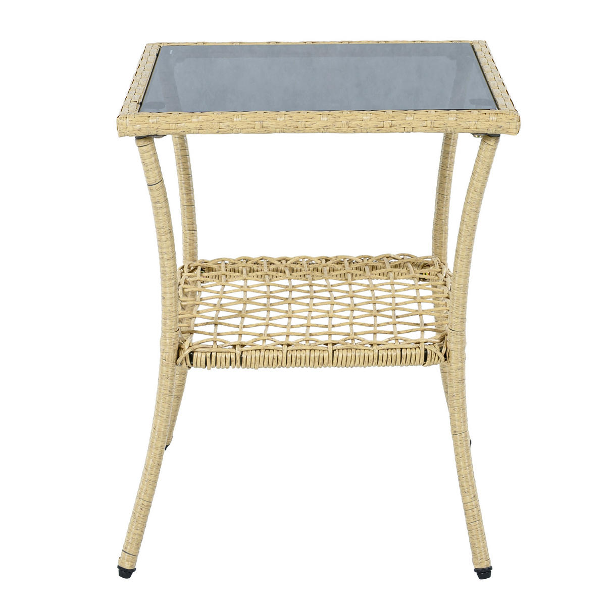 SCHAUKELSTUHLSET Rattan Schwarz/Beige 3-tlg. - Beige, Metall - ComfortXL