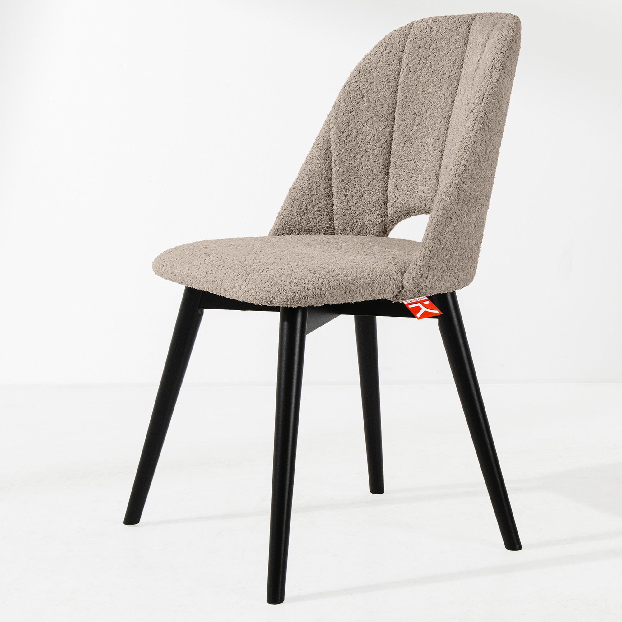POLSTERSTUHL TINO Wohnzimmerstühl, 2-er Set, Bouclé - Beige/Schwarz, Holz/Textil (48/86/44cm) - KONSIMO®