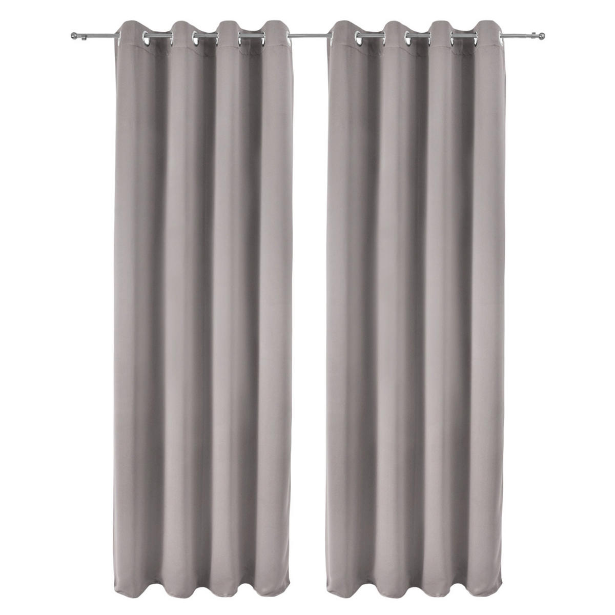 VORHANG Amelie BO mit Öse 140x245cm Grau (2tlg) - Grau, Textil (140/245/1cm) - Beautissu 