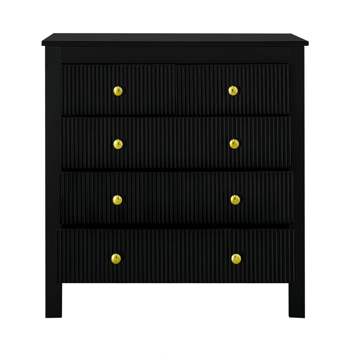 KOMMODE 79/39,5/80,5 cm aus Spanplatte mit 5 strukturierten Schubladen Schwarz - Schwarz, Holzwerkstoff (79/80.05/39.5cm) - Modenvie