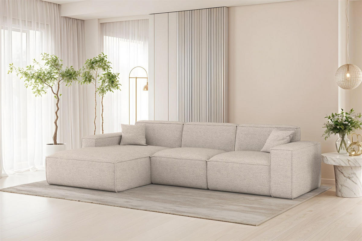 ECKSOFA Celes Premium In Artico - Creme, Holzwerkstoff/Textil (266/165cm) - Fun Möbel