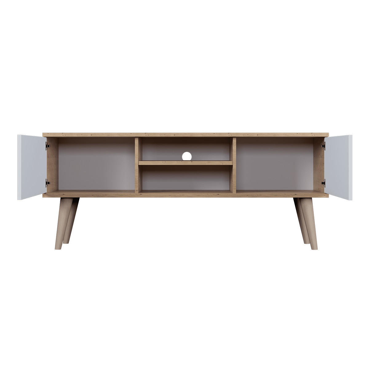 TV-MÖBEL Toronto Weiß und Holz - Weiß, Holzwerkstoff (55/35/120cm) - Petits-meubles