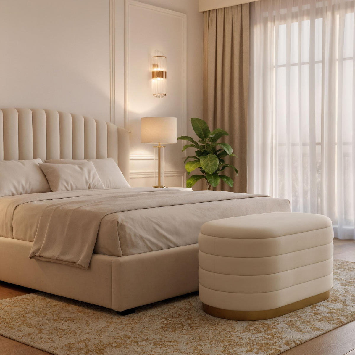 SITZBANK Creme - Creme, Textil/Metall (80/42/42cm) - Akord