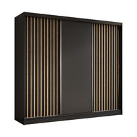 SCHWEBETÜRENSCHRANK Erika 240 cm mit Lamellen ohne Spiegel 3-türig, schwarz, schwarz, Lamelle Artisan - Schwarz/Braun, Kunststoff (240/216/51cm) - Margaret Hadas24