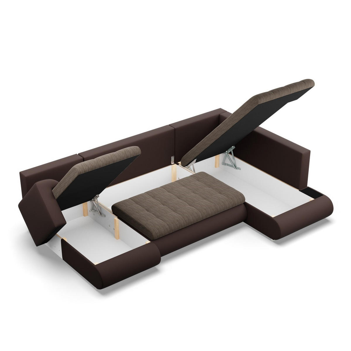 U-SOFA MIT SCHLAFFUNKTION FORESTA, Braun + Braun - Braun, Textil (300/89/200cm)