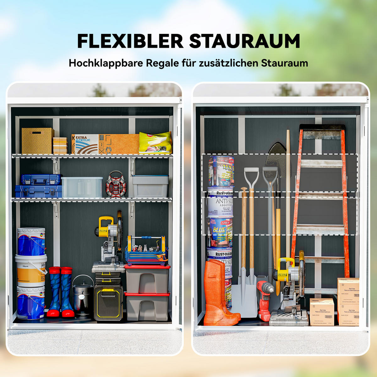 GERÄTESCHUPPEN Kunststoff Aluminium Grau - Grau, Kunststoff (68.5/170/134cm) - Outsunny