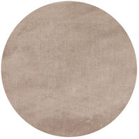TEPPICH Kurzflor Uni-Farbe Microfaser Antirutsch Wohnzimmer waschbar Beige Rund 160x160 - Beige, Textil (160/160cm) - KADIMA DESIGN