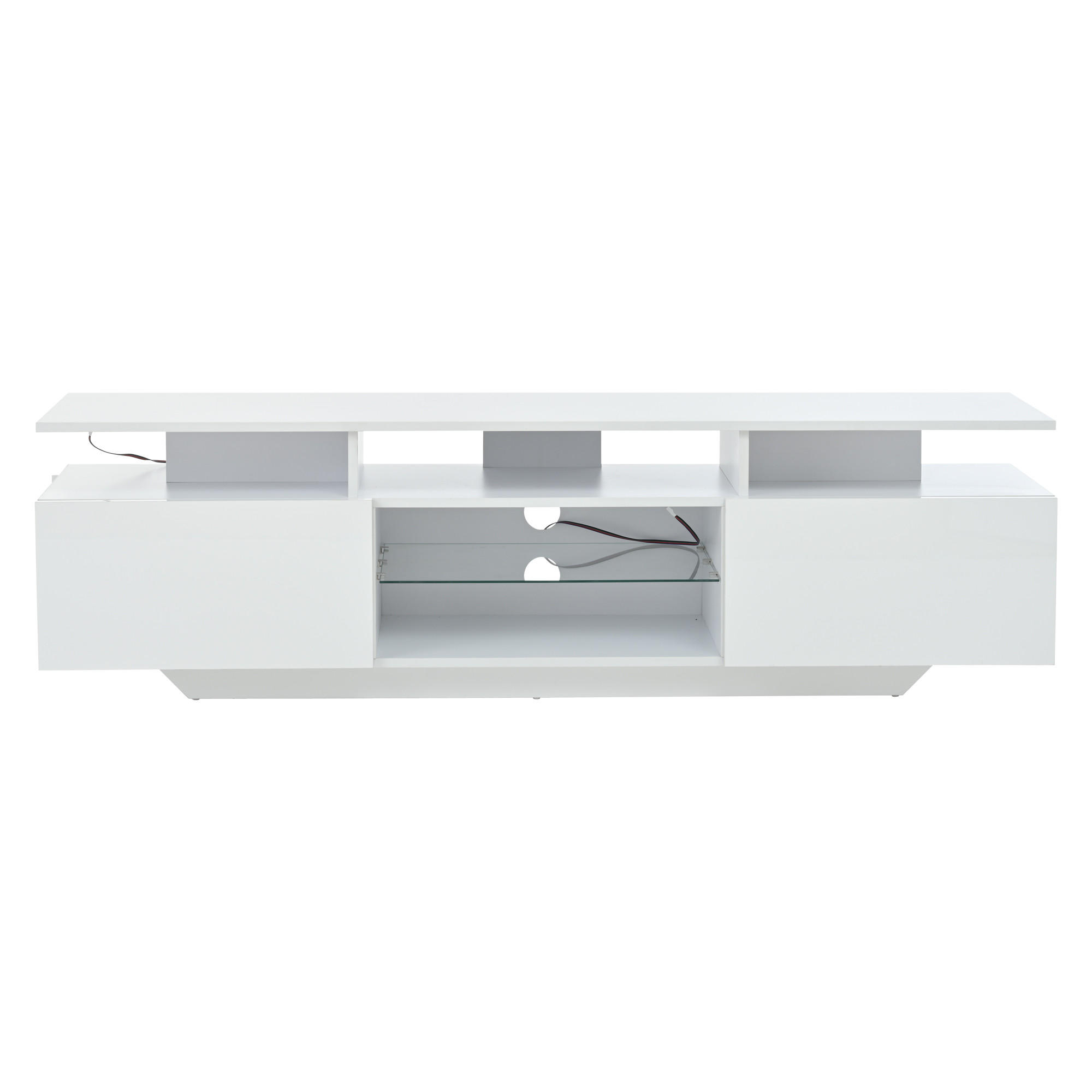 TV-SCHRANK 160/40/45 cm Weiß Hochglanz mit LED und 2 Türen - Weiß, Holzwerkstoff (160/45/40cm) - Oxeza