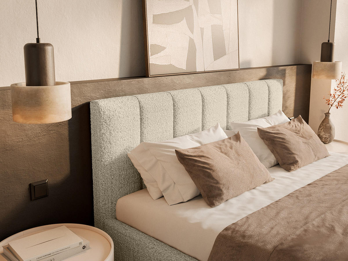 POLSTERBETT TORAO 200x200 cm, Ecru - Beige, Textil (200/200cm) - Fedve