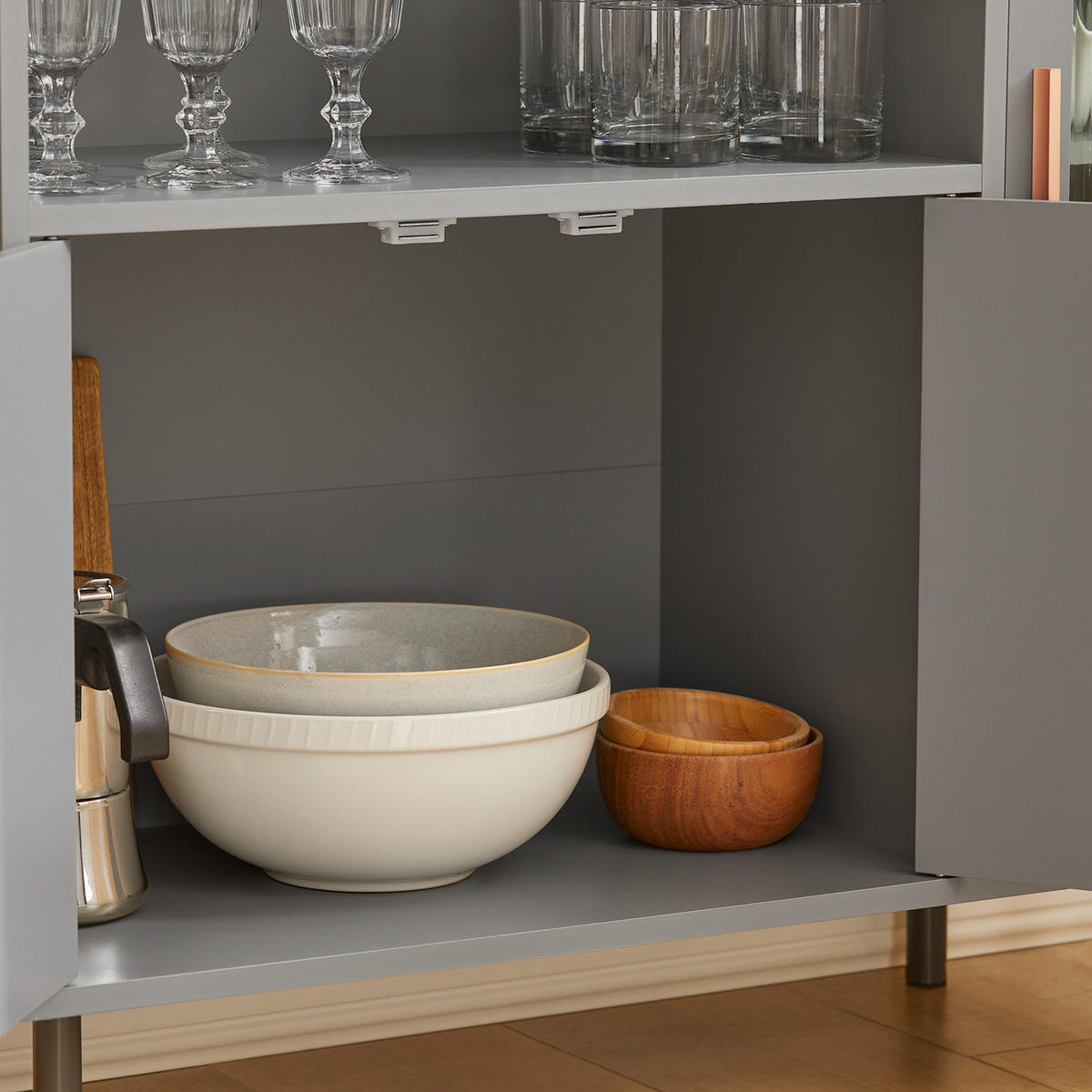 MIKROWELLENSCHRANK Grau - Grau, Glas/Holzwerkstoff (80/75/35cm) - SoBuy