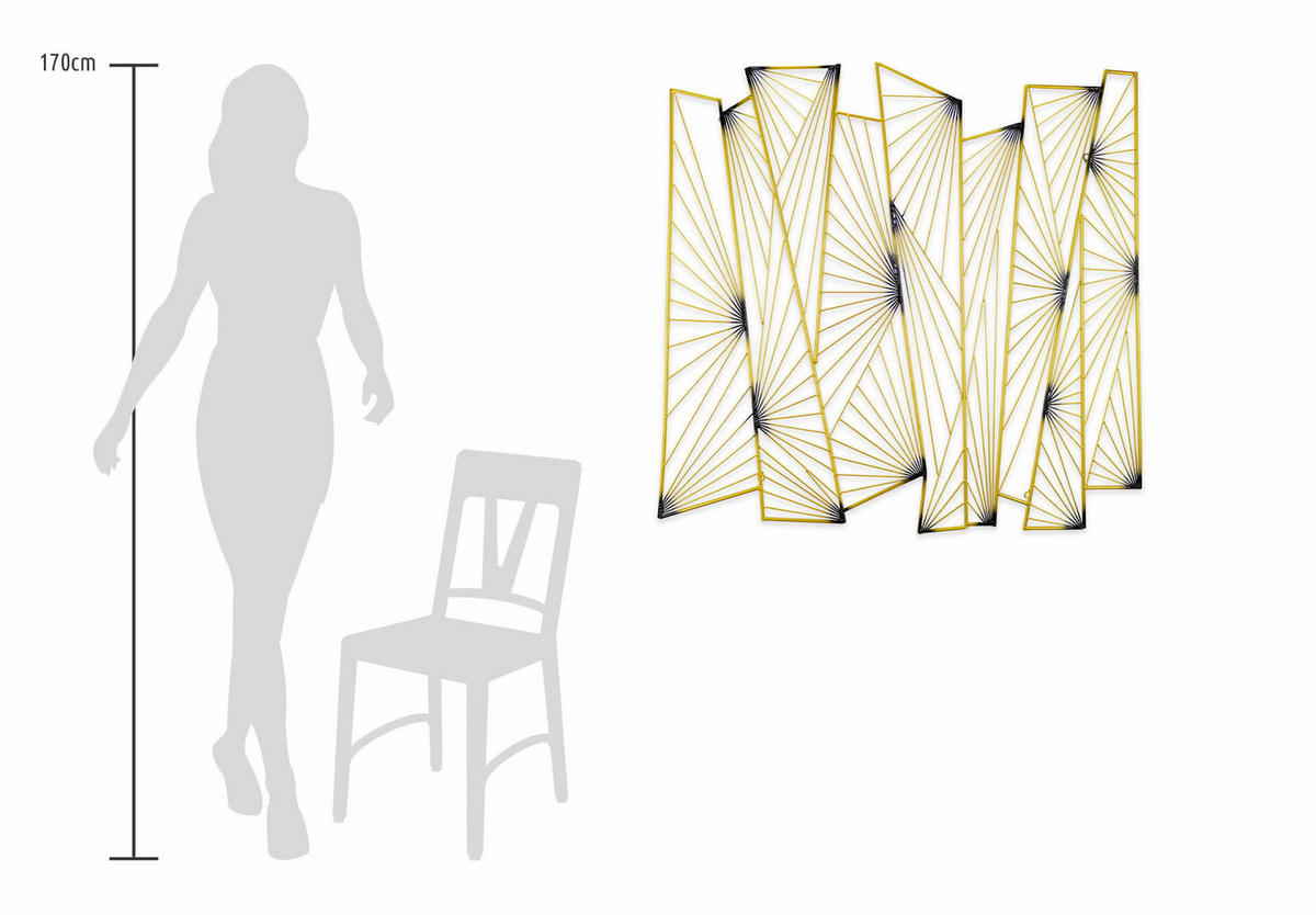 WANDDEKO Gold 100/100 cm - Goldfarben, Metall (6.75/100/3cm) - KUNSTLOFT