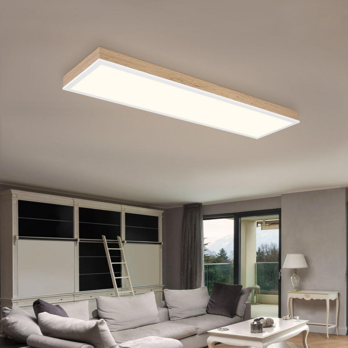 LED DECKENLEUCHTE Holzoptik Braun - Braun, Metall (80/20/7.8cm) - Globo Lighting