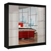 SCHWEBETÜRENSCHRANK Basti V - 200 cm - Schwarz/Weiß, Holzwerkstoff/Metall (200/215/58cm) - Sofnet