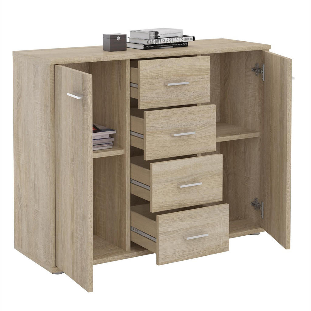Thumbnail - CARO-Möbel Sideboard, Sonoma Eiche, Holzwerkstoff, Mode, 88x70x30 cm, Wohnzimmer, Kommoden & Sideboards, Kommoden