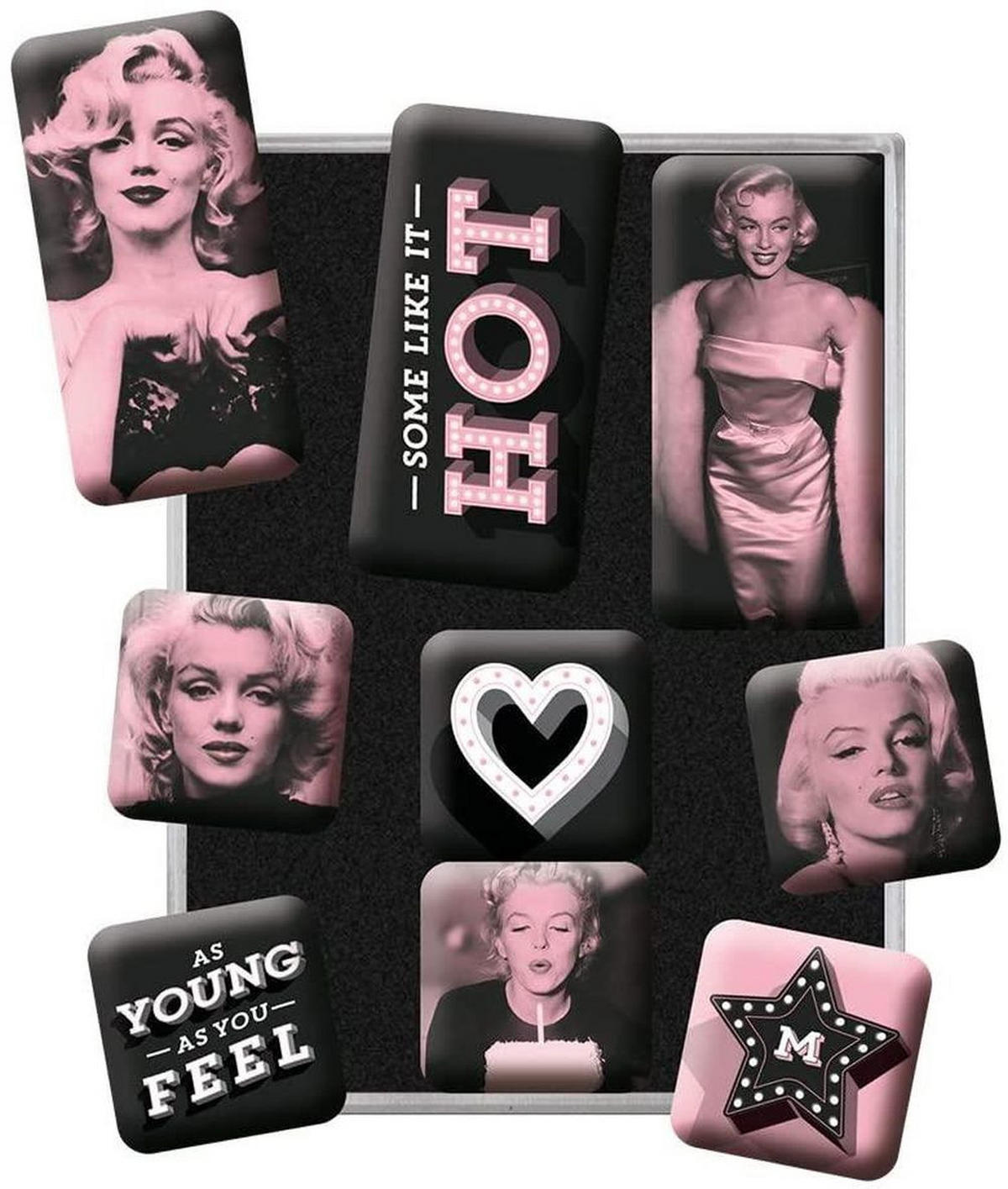 MAGNETSET 9-teilig Celebrities Some Like It Hot - Multicolor, Metall (7/9/2cm) - Nostalgic-Art