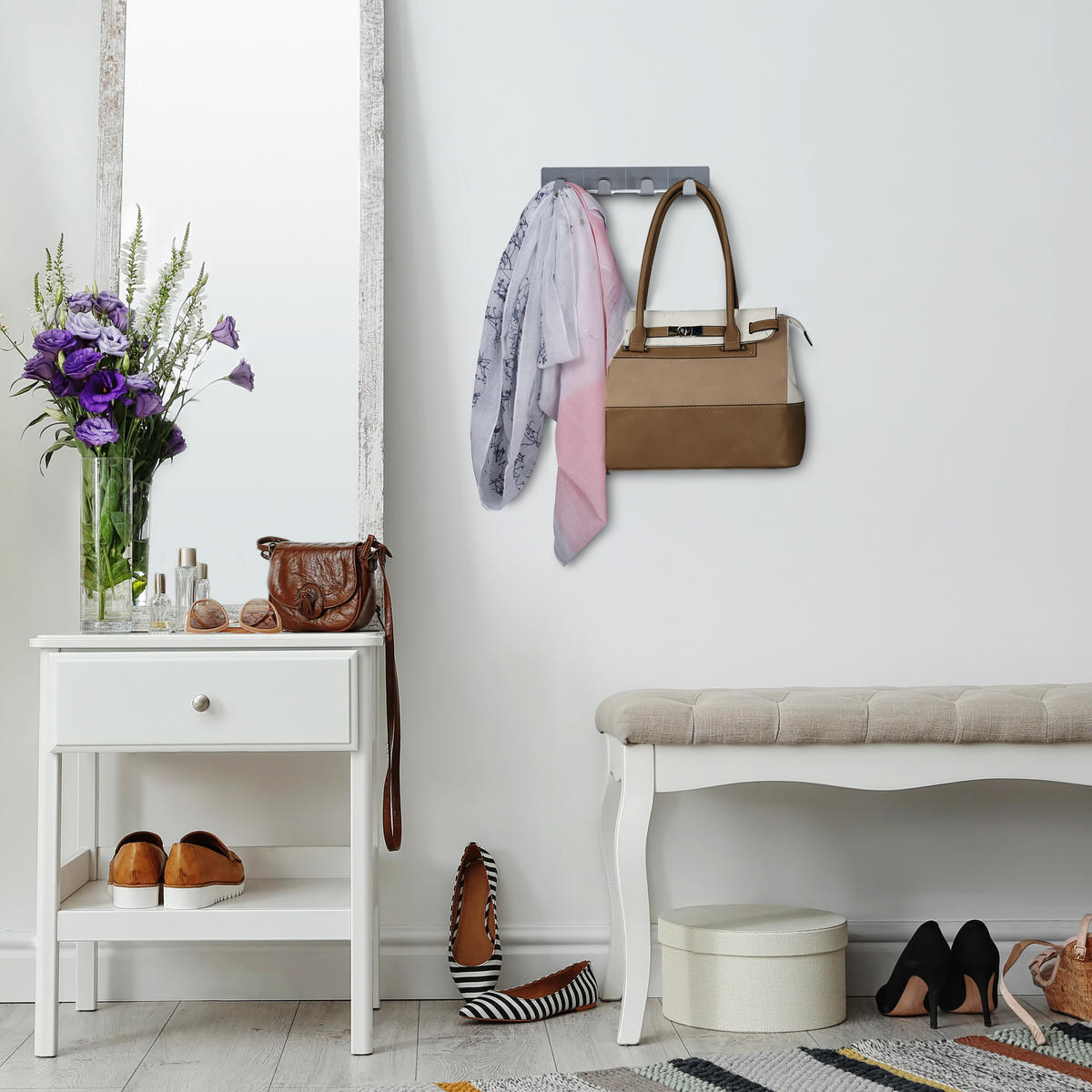 3XHAKENLEISTE - Silberfarben, Metall (16/2.5/2cm) - Relaxdays