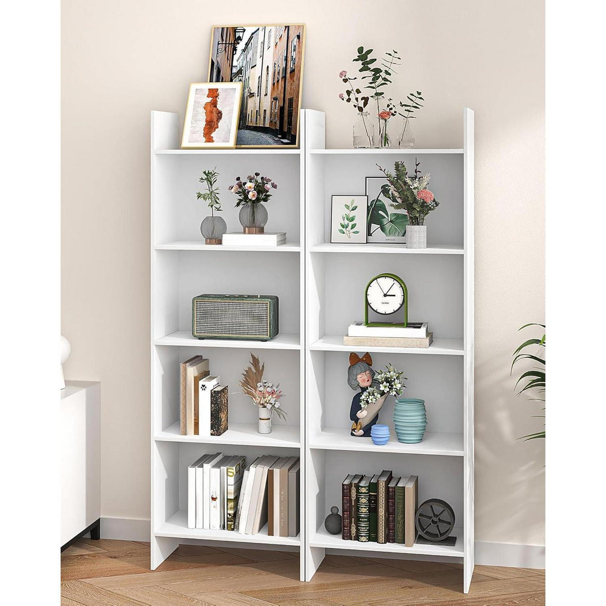 BÜCHERREGAL 5 Fächer 24 x 50 x 140 cm Weiß - Weiß, Holzwerkstoff (50/140/24cm)