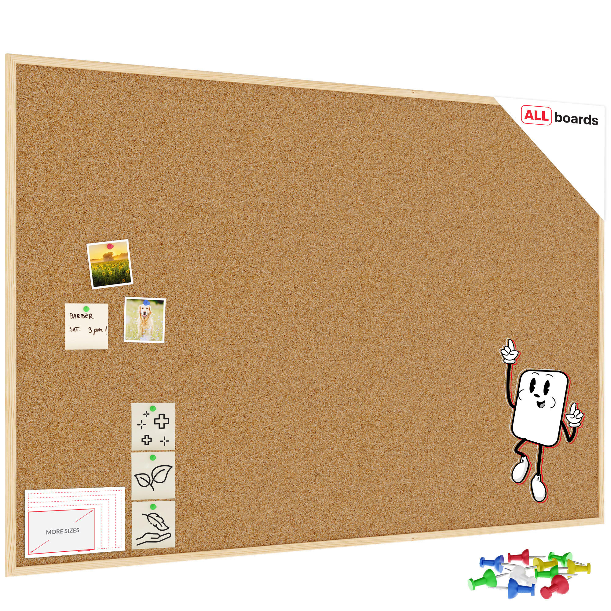 PINNWAND mit Naturholzrahmen 150x100cm - Braun, Holz (150/100/1.8cm) - ALLboards