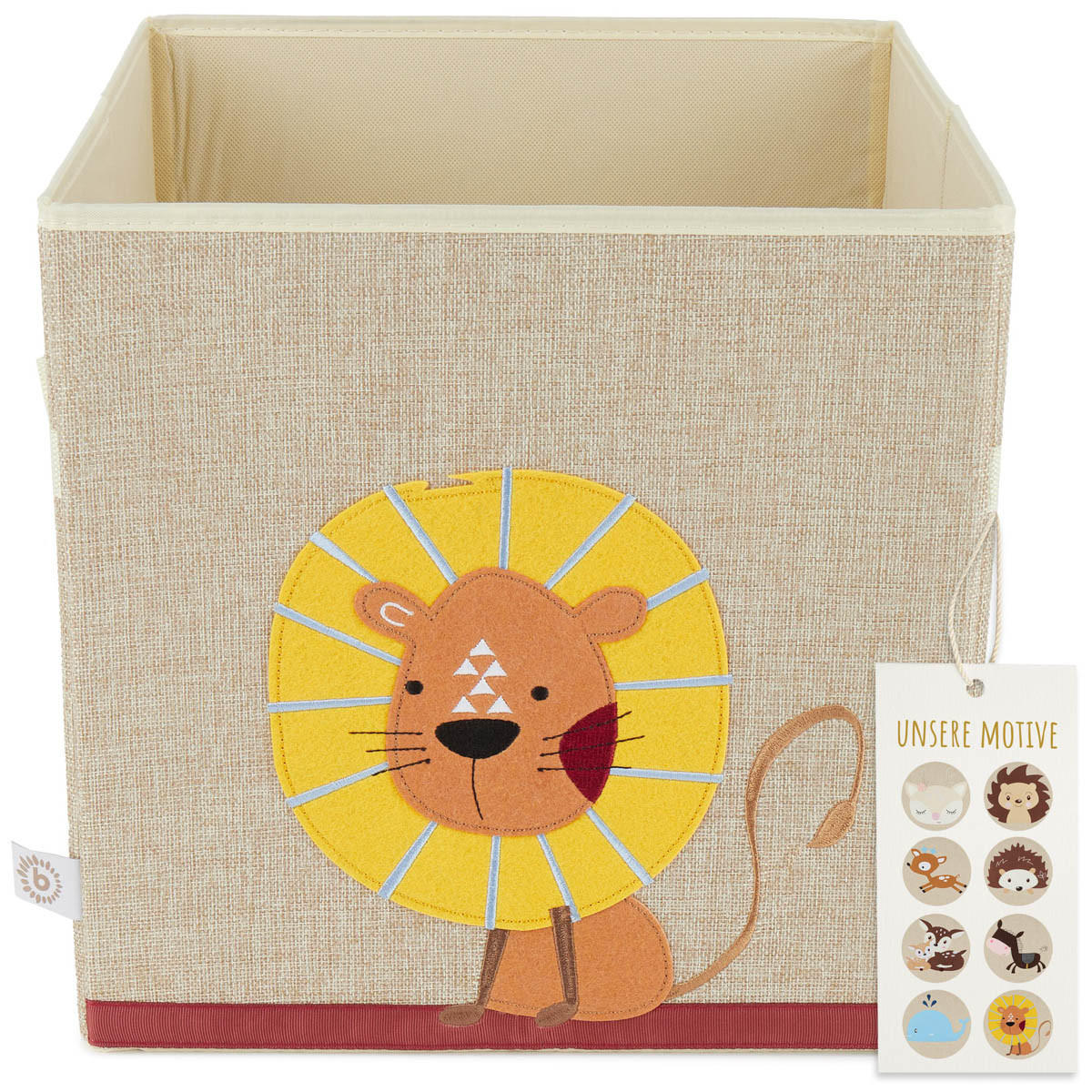 AUFBEWAHRUNGSBOX Kinder Kallax Löwe - Beige/Gelb, Textil (33/33cm) - Bieco Spielwaren