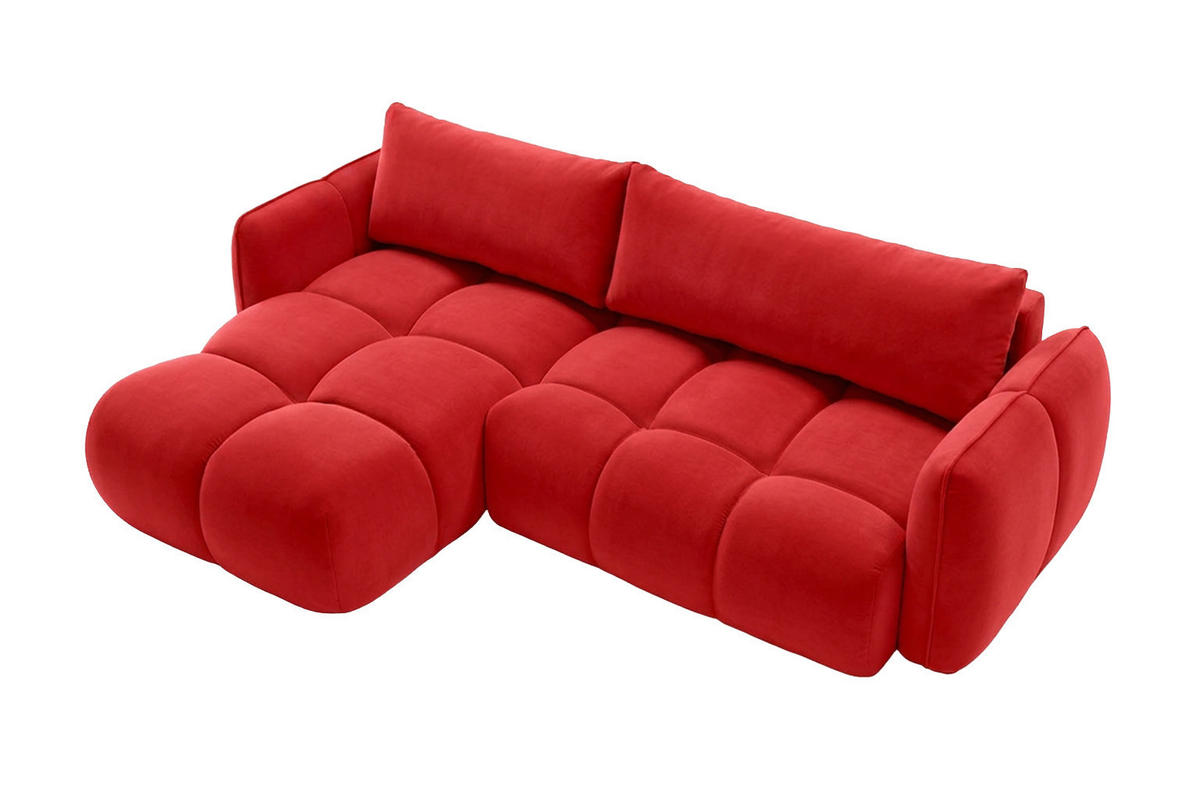 ECKSOFA L-Form Mit Schlaffunktion, Veloursstoff Bluvel, Rotwein, Links, BELVEDER L - Weinrot, Holz (250/168cm) - Kaiser Möbel