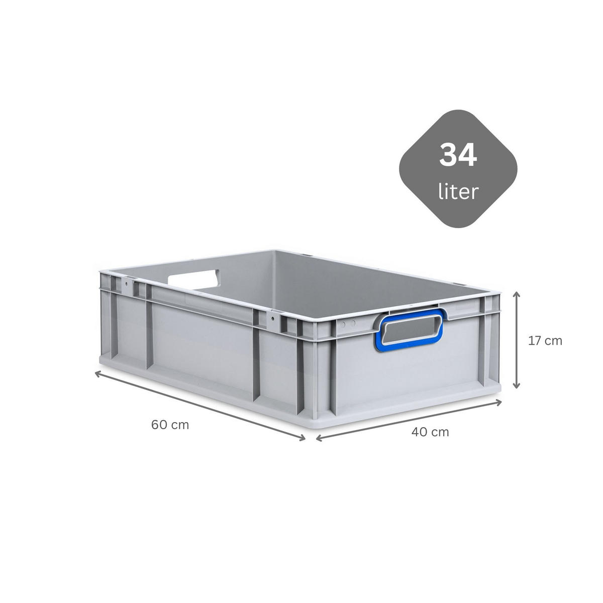 EUROBOX 5x Nextgen Color 17x40x60cm 34 Liter Griffe Blau Offen - Blau, Kunststoff (40/17/60cm) - PROREGAL