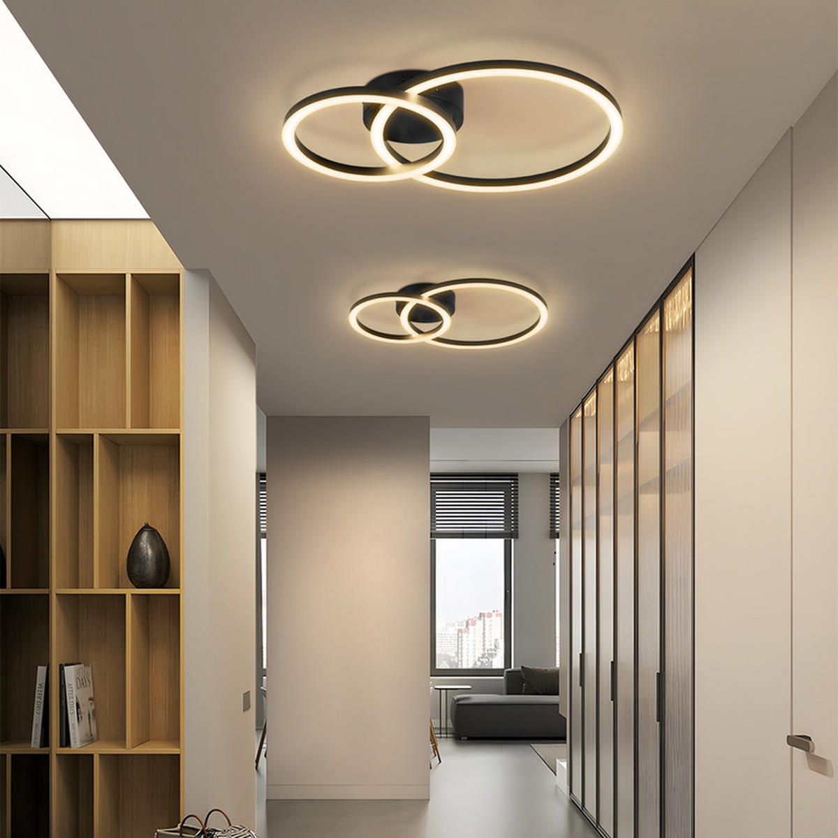 LED závěsné světlo Clarke III 41/30/7 cm - černá, plast (41/30/7cm) - Nettlife