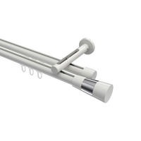 INNENLAUF-GARDINENSTANGEN-SET Siteno Tanara 140 cm, 2-läufig, 20 mm Ø Weiß - Chromfarben/Weiß, Metall (140cm) - INTERDECO