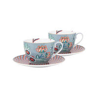 TASSEN & UNTERTASSEN 2er-Set Blumenfestival hellblau 280 ml - Hellblau, Keramik (16.8/12.2/16.8cm) - Pip Studio