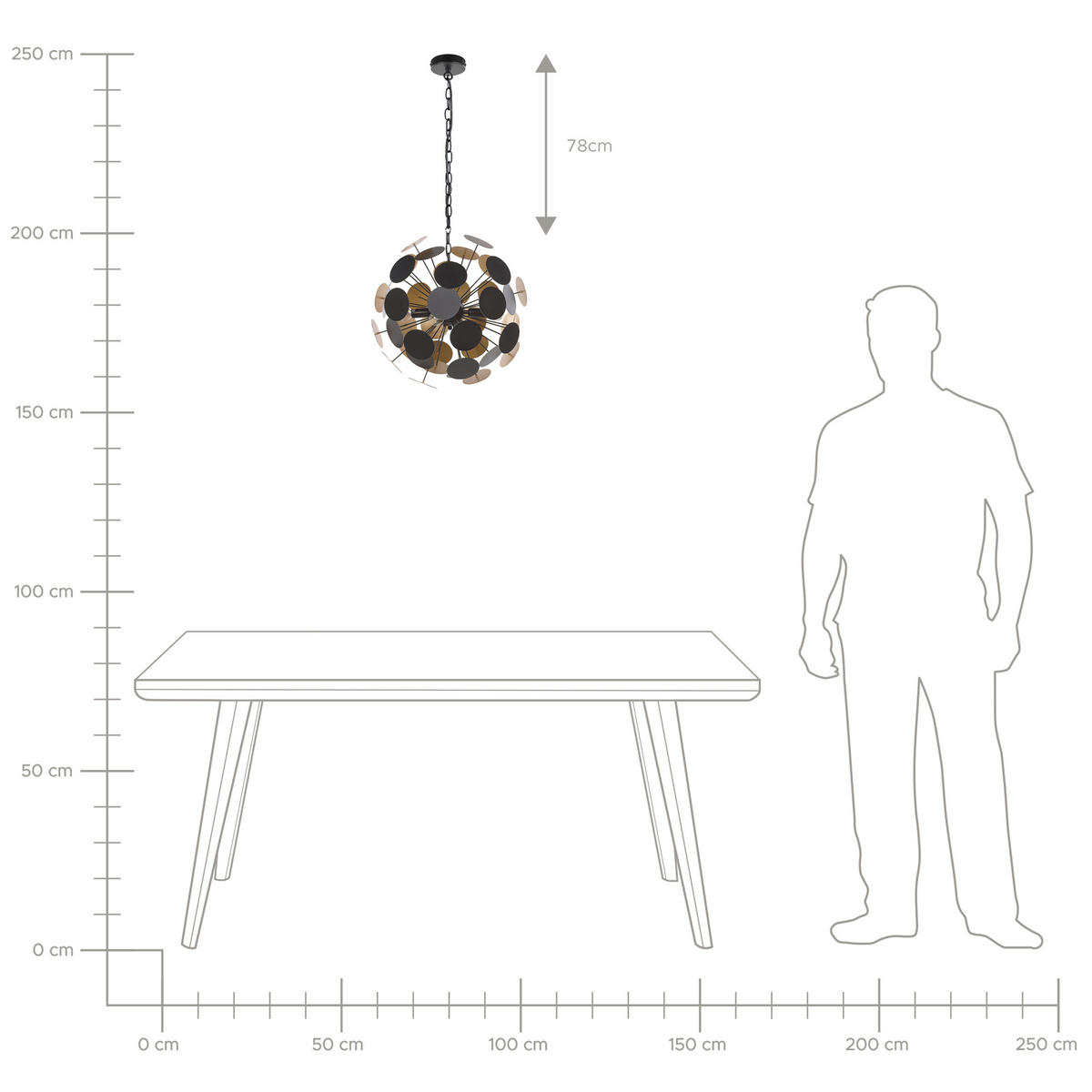 DECKENLEUCHTE Maritsa 52/52/28 cm - Schwarz, Metall (44/44/129cm) - Beliani