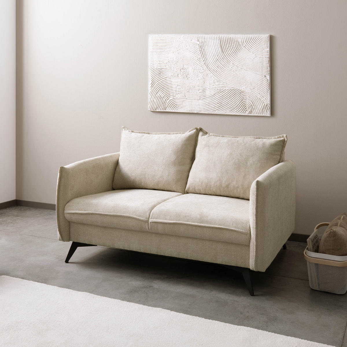 SOFA 2-Sitzer Chenille 138x100x86 beige OLIVIA - Beige, Kunststoff (138/86/100cm) - Massivmoebel24