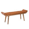 SITZBANK Massivholz Chesterfield Muster, Braun 125x38x50 cm - Braun, Mangoholz/Leder (125/50/38cm) - KADIMA DESIGN