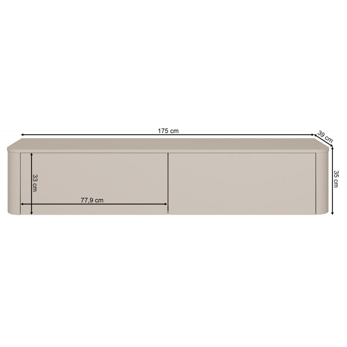 TV-BOARD Luvio Kaschmirgrau hängend oder stehend 175/41/39 cm - Taupe, Holzwerkstoff (175/40.9/39cm) - Selsey