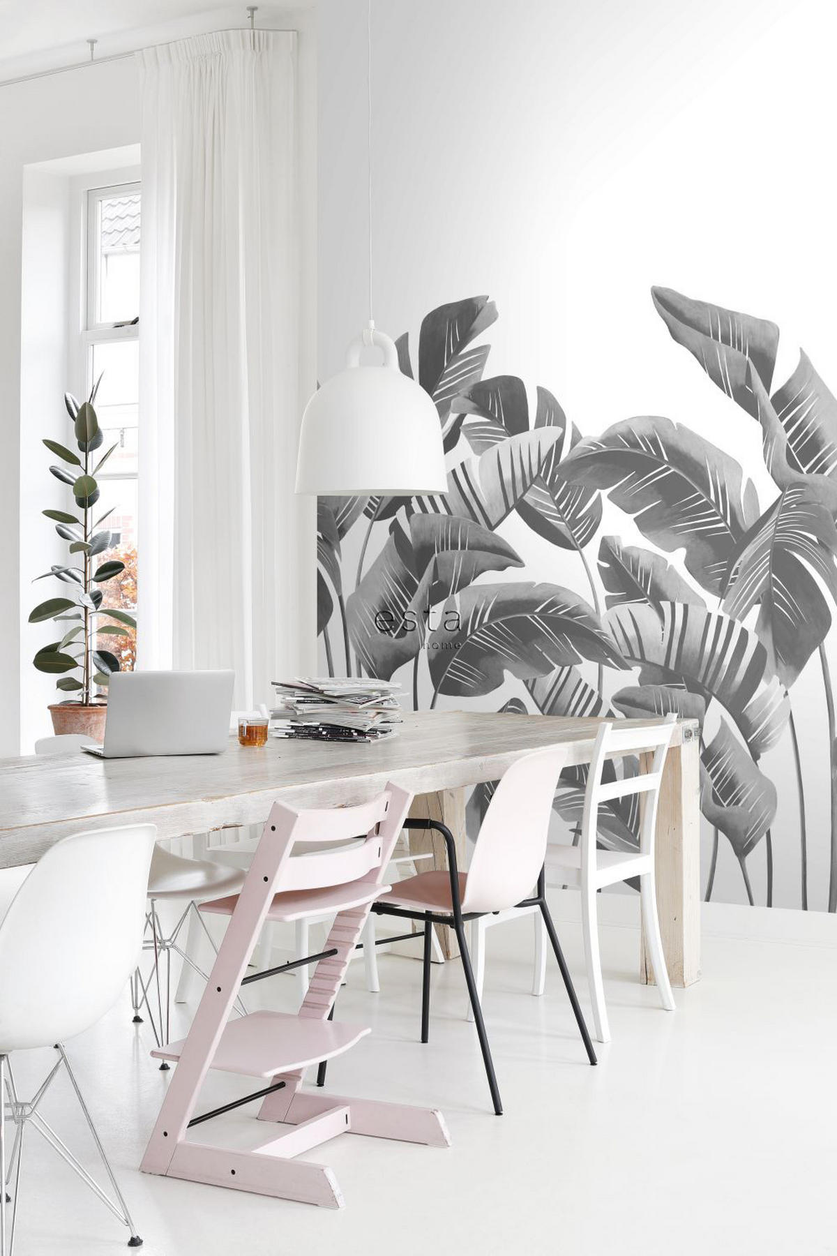 FOTOTAPETE große Bananenblätter 200 x 279 cm - Schwarz, Papier (200/279cm) - ESTAhome
