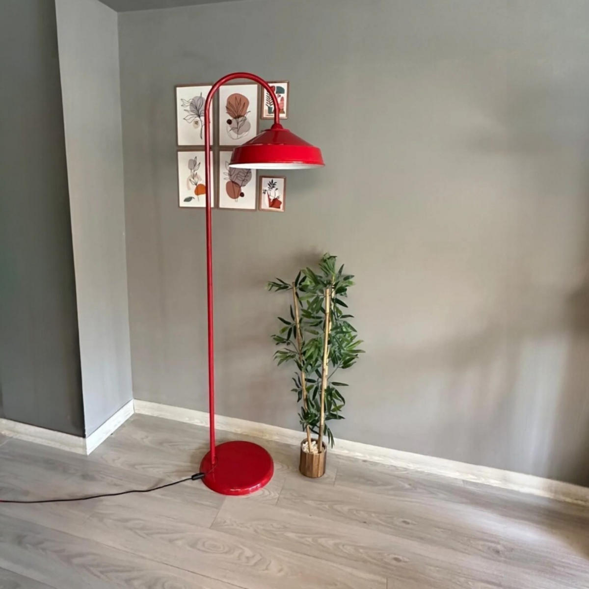 STEHLEUCHTE Bogen 180 Cm - Rot, Metall (37/37/180cm) - Bamyum
