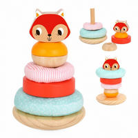 STAPELTURM Fuchs TH826 bunt 7 Teile, Holz, Fuchs-Motiv, schaukelnde Basis, ab 12 Monaten, haltbar - Multicolor, Holz (12/18/12cm) - Tooky Toy