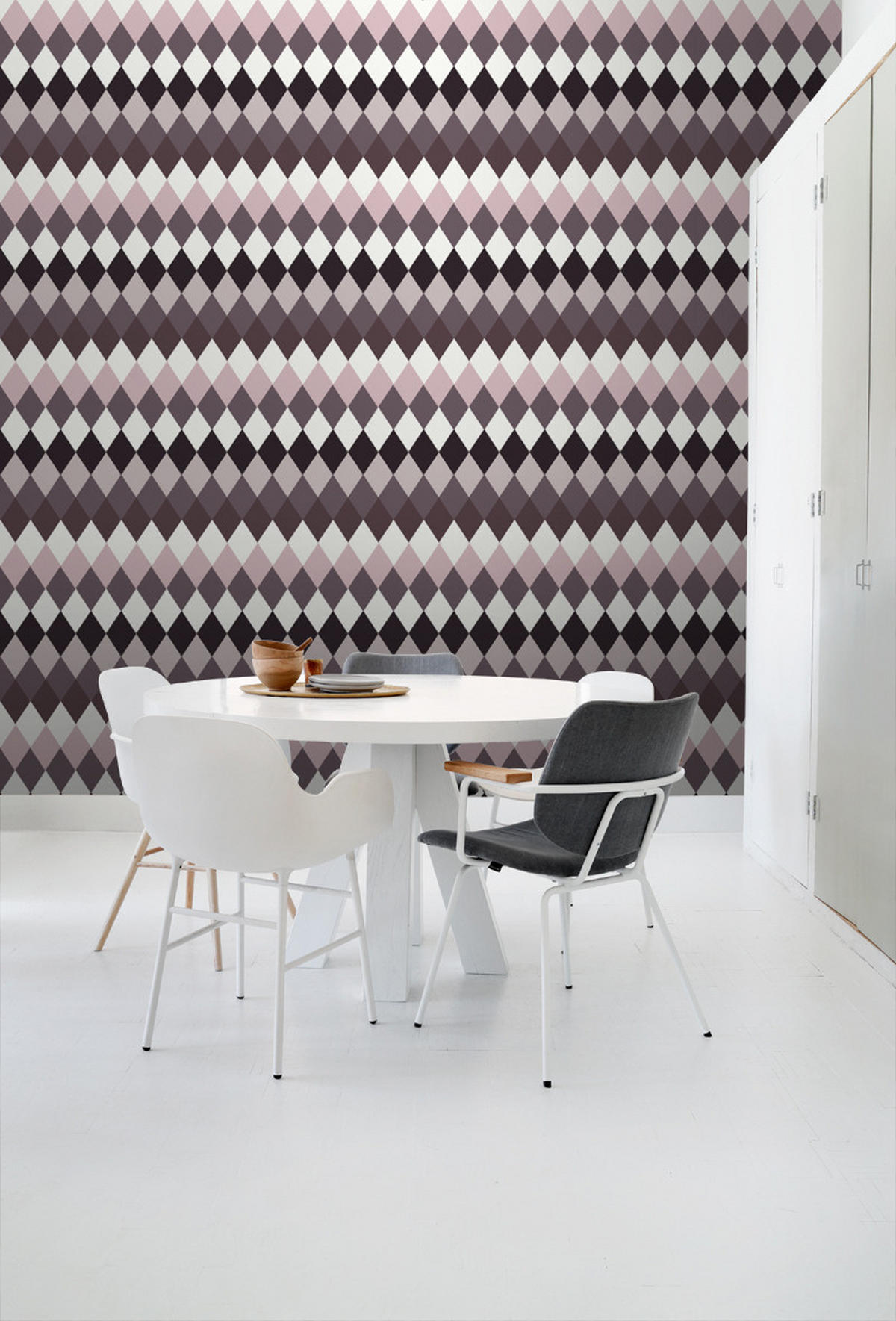 TAPETE Karomuster in Leinen-Optik 53 cm x 10.05 m - Lila, Papier (53/1000cm) - ESTAhome