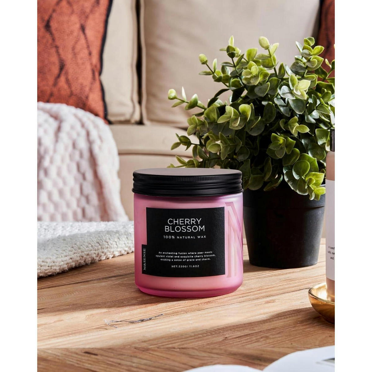 DUFTKERZE Kirschblüte 330g 70 Stunden Brenndauer - Rosa, Paraffin (9.5cm)