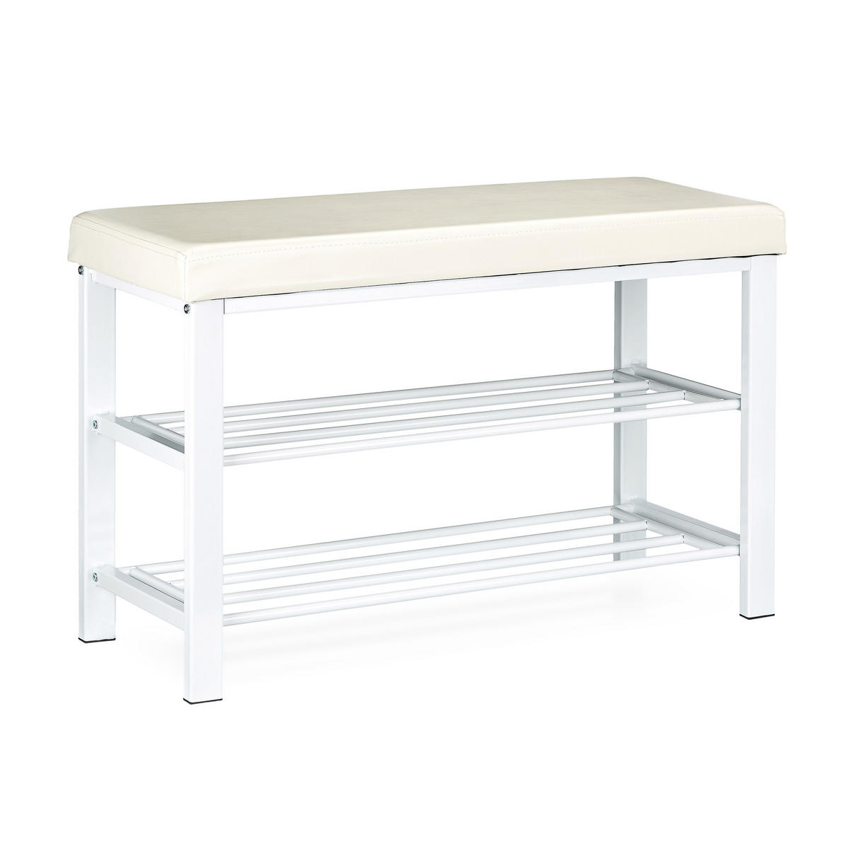 SCHUHBANK - Weiß, Holzwerkstoff/Kunststoff (81/49/31cm) - Relaxdays