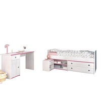 KINDERZIMMER-SET 3-tlg. Parisot Smoozy 27b Holzdekor Kiefer Weiß/Pink - Pink/Weiß, Kunststoff (100/1/200cm) - 58aufmkessel