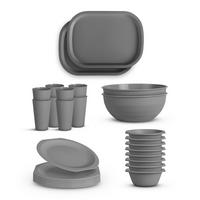 KOMBISERVICE Kunststoff Grau 28-teilig 8 Personen - Grau, Kunststoff (27/10/37cm)